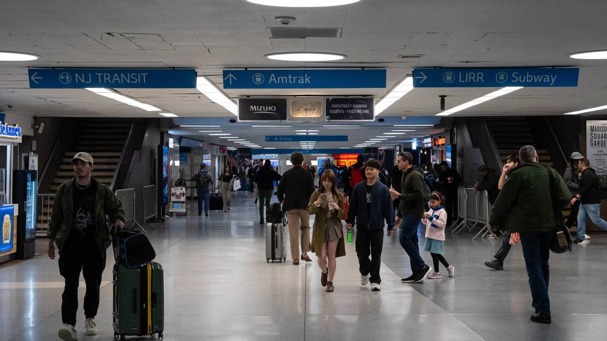 The man was set on fire near the Amtrak rotunda at Penn Station