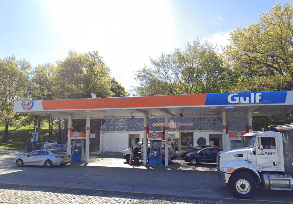 The man was shot at a Gulf gas station just before 5 p.m. Monday