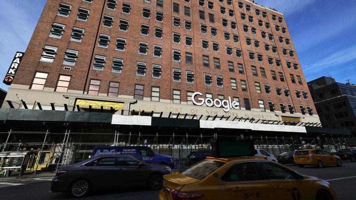 The Manhattan Google headquarters is seen on January 25, 2021 in New York City. Google announced today that it will be opening up select Google facilities to serve as mass vaccination sites open to anyone eligible to receive the coronavirus (COVID-19) vaccine. They will also commit to using more than $150 million dollars to promote vaccine education. (Photo by Michael M. Santiago/Getty Images)