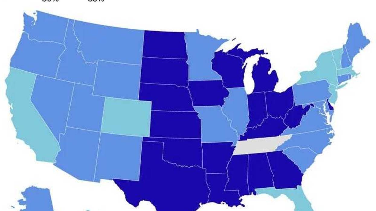 The map above shows the obese portion of the population in each state. Note: Data from Tennessee was not available.