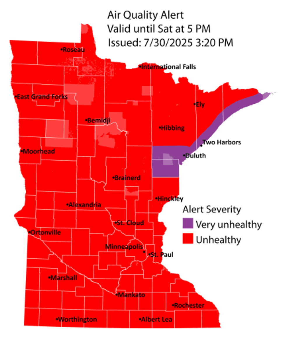 The map of Minnesota