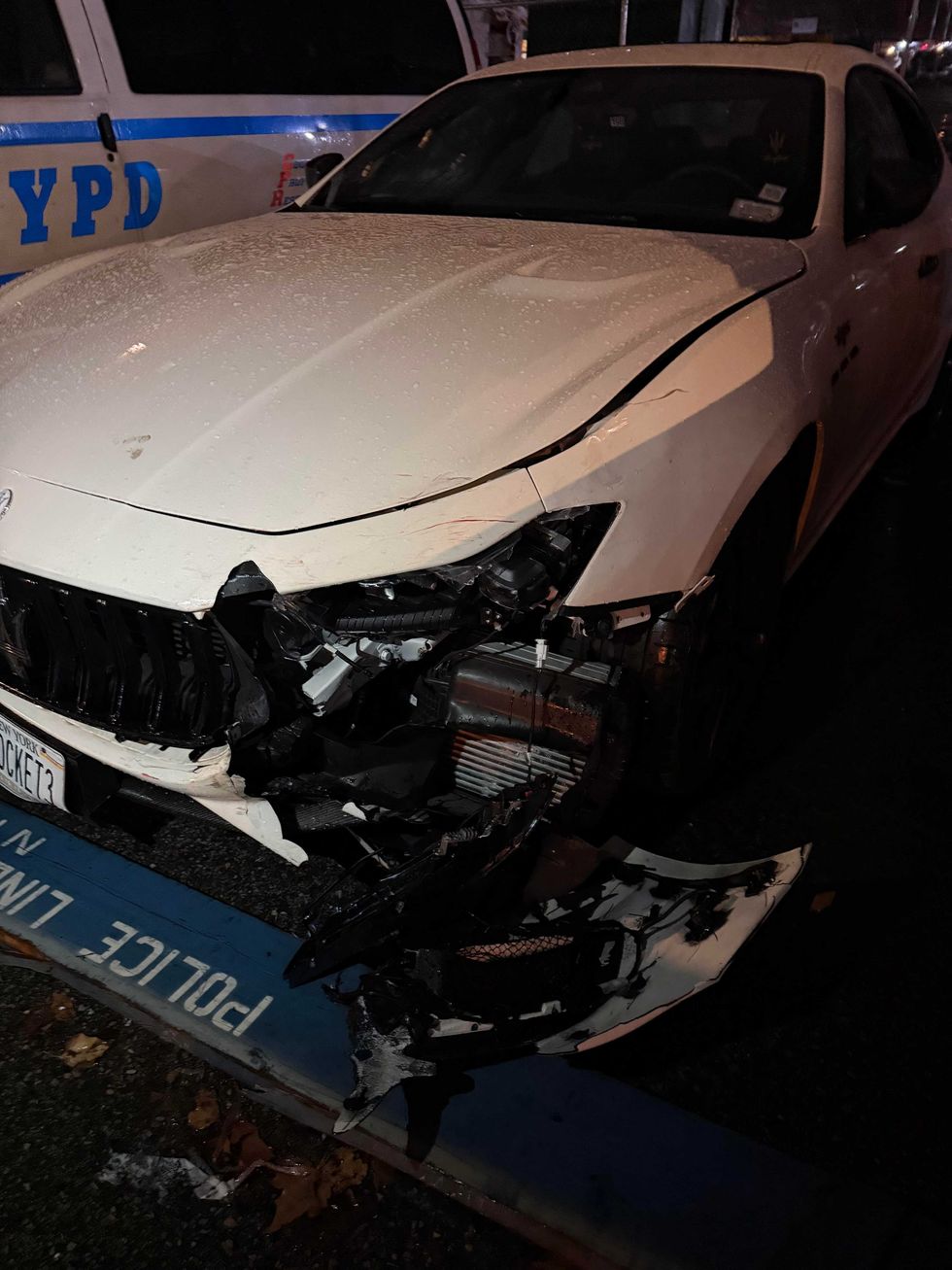 The Maserati was found smashed on the Whitestone Bridge