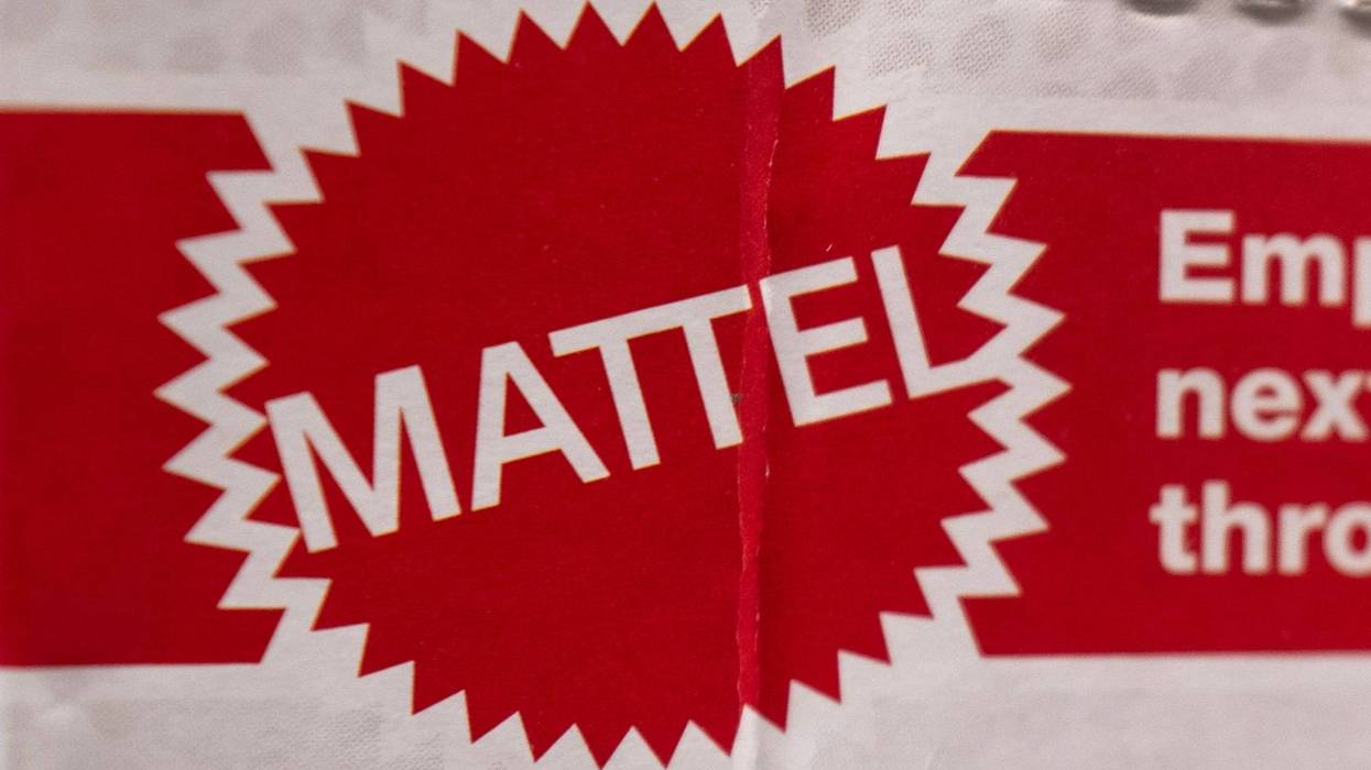 The Mattel logo is printed on the package of one of their toys being offered for sale on April 23, 2024 in Chicago, Illinois.