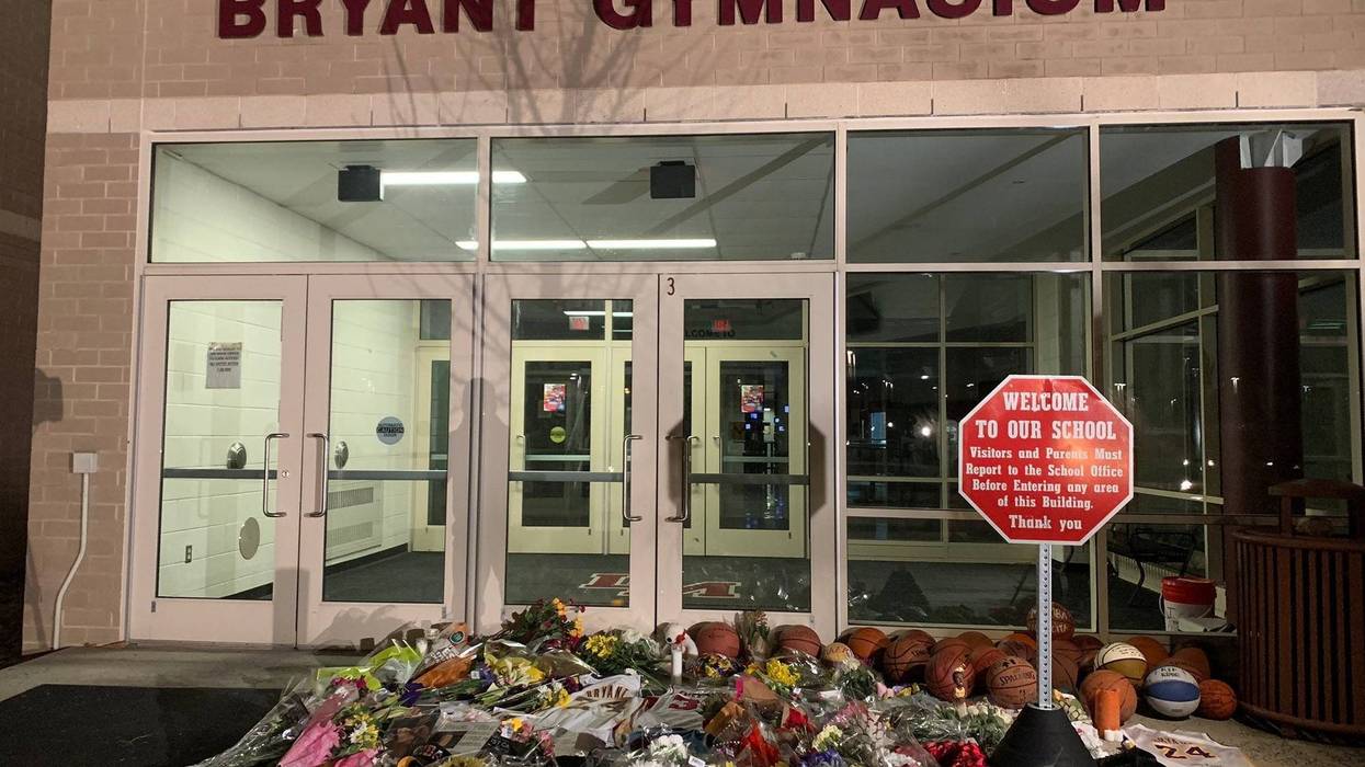 The memorial outside the Kobe Bryant Gymnasium at Lower Merion High School.