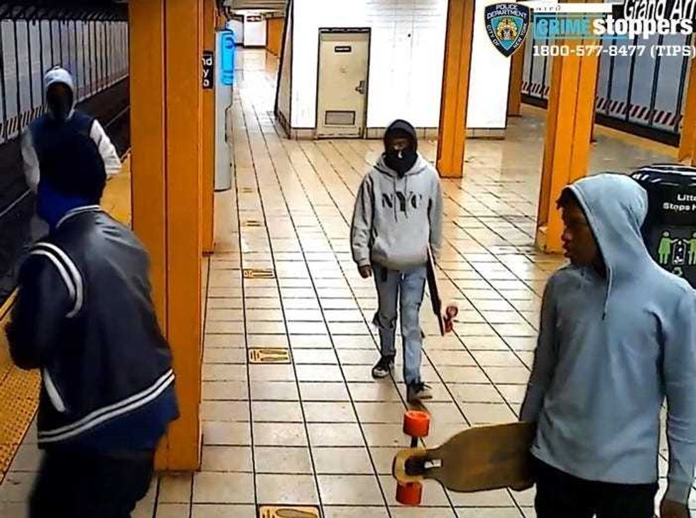 The men are wanted for strangulation after they allegedly dragged a woman off a subway bench by her neck