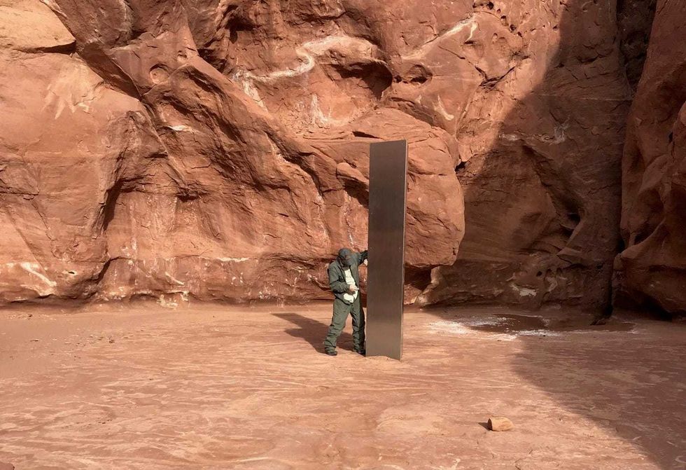 The monolith was discovered while workers from Utah