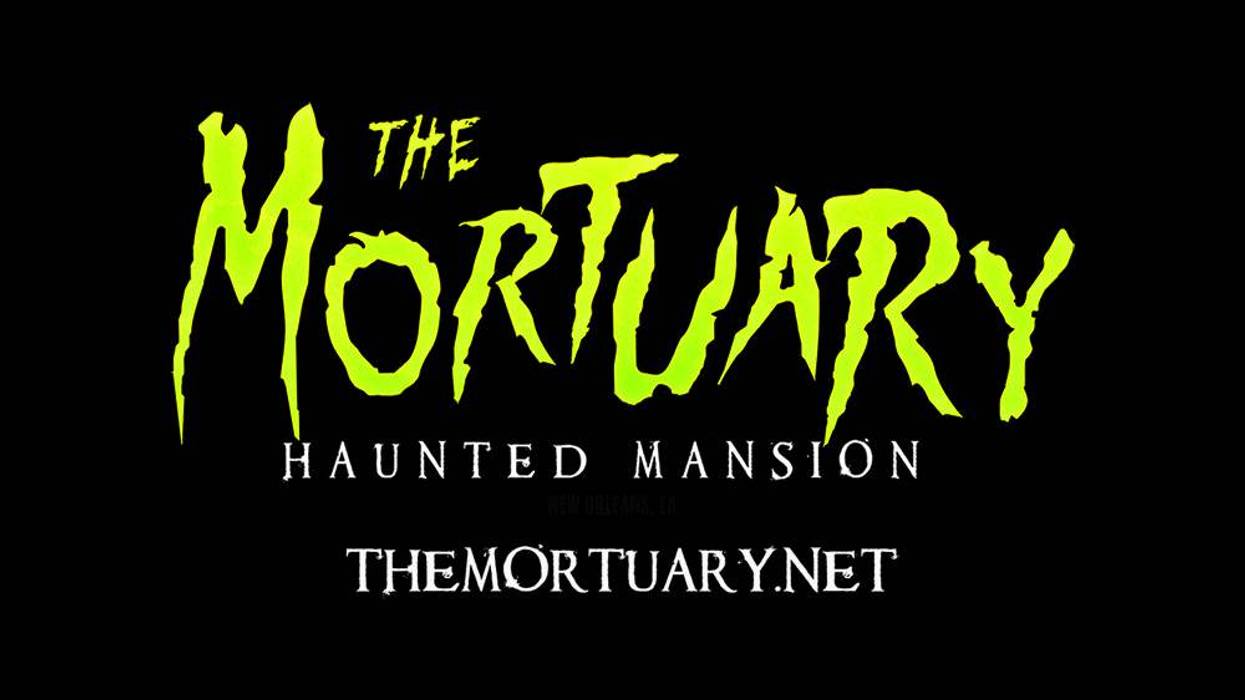 The Mortuary Haunted Mansion logo in glowing, dripping green text with THEMORTUARY.NET.