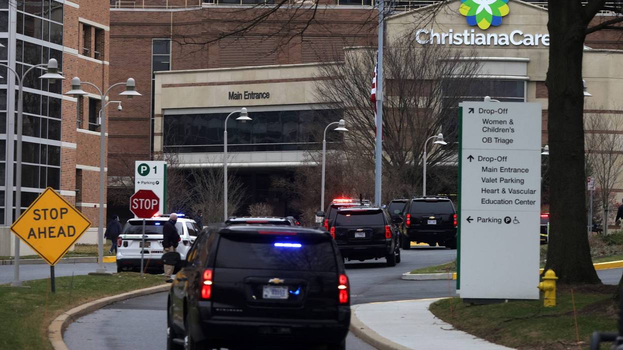 The motorcade of President-elect Joe Biden arrives at ChristianaCare Christiana Hospital where he received his second dose of the Pfizer/BioNTech COVID-19 vaccination on January 11, 2021 in Newark, Delaware. Biden received the second dose of the coronavirus vaccine three weeks after his first dose, received a few days before Christmas.
