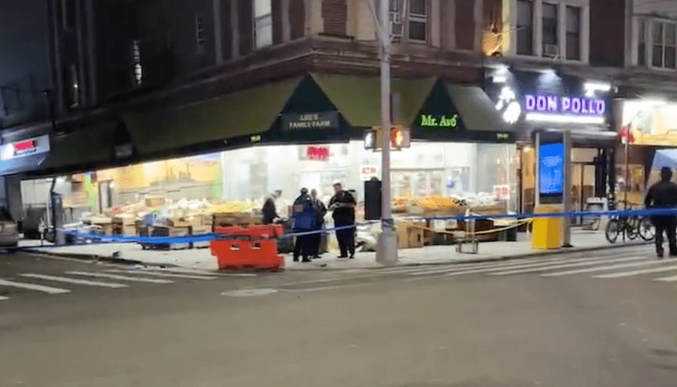 The motorcyclist flew into the side of Mr. Avo, a fruit and vegetable corner store on Broadway in Astoria.
