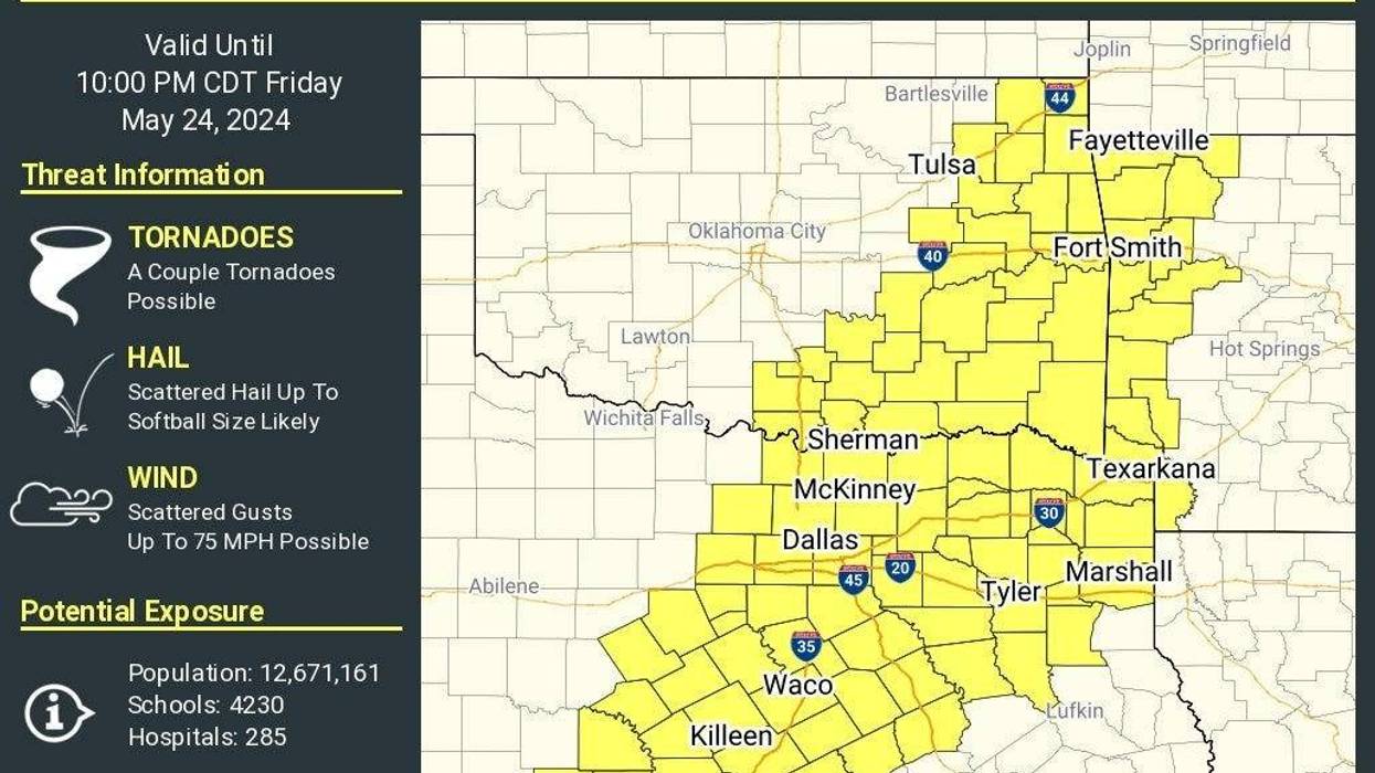 The National Weather Service issued a Severe Thunderstorm Watch for North Texas until 10 p.m. Friday.