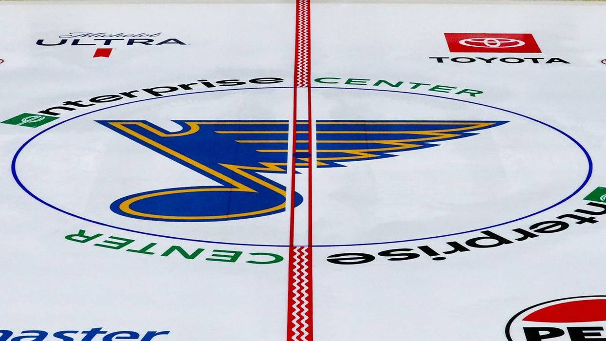 The new center ice line design at Enterprise Center