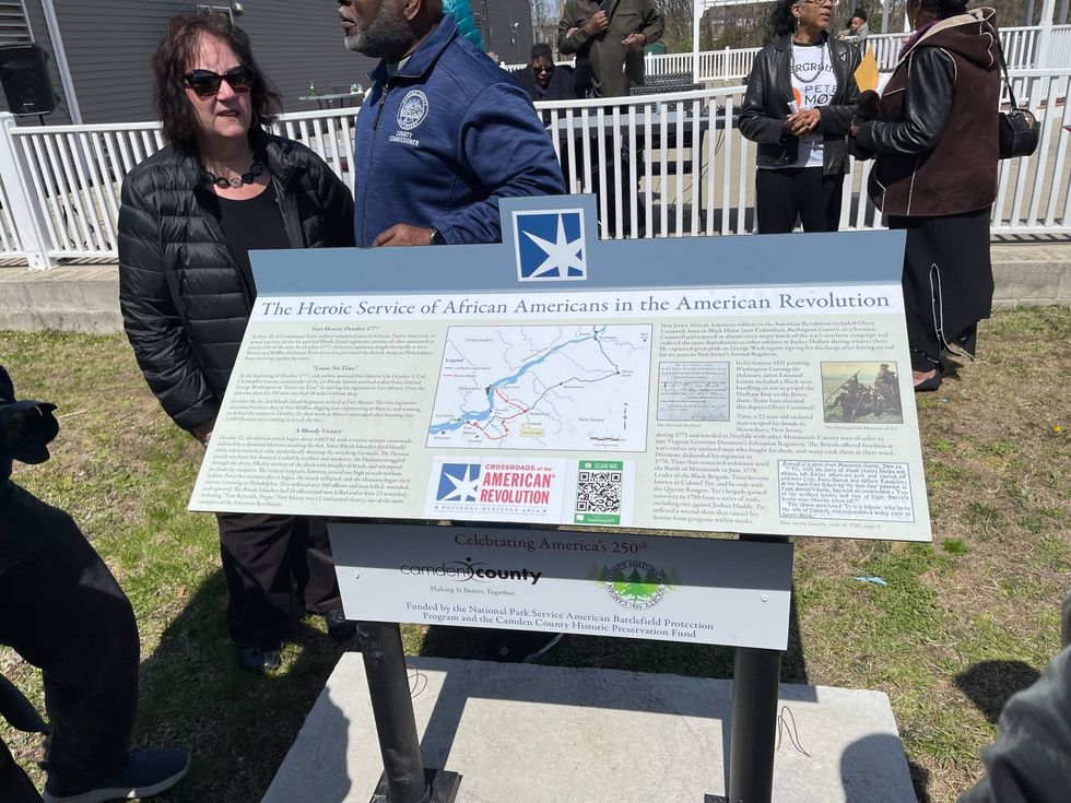 The new historical marker memorializing Black figures of the American Revolution in Lawnside