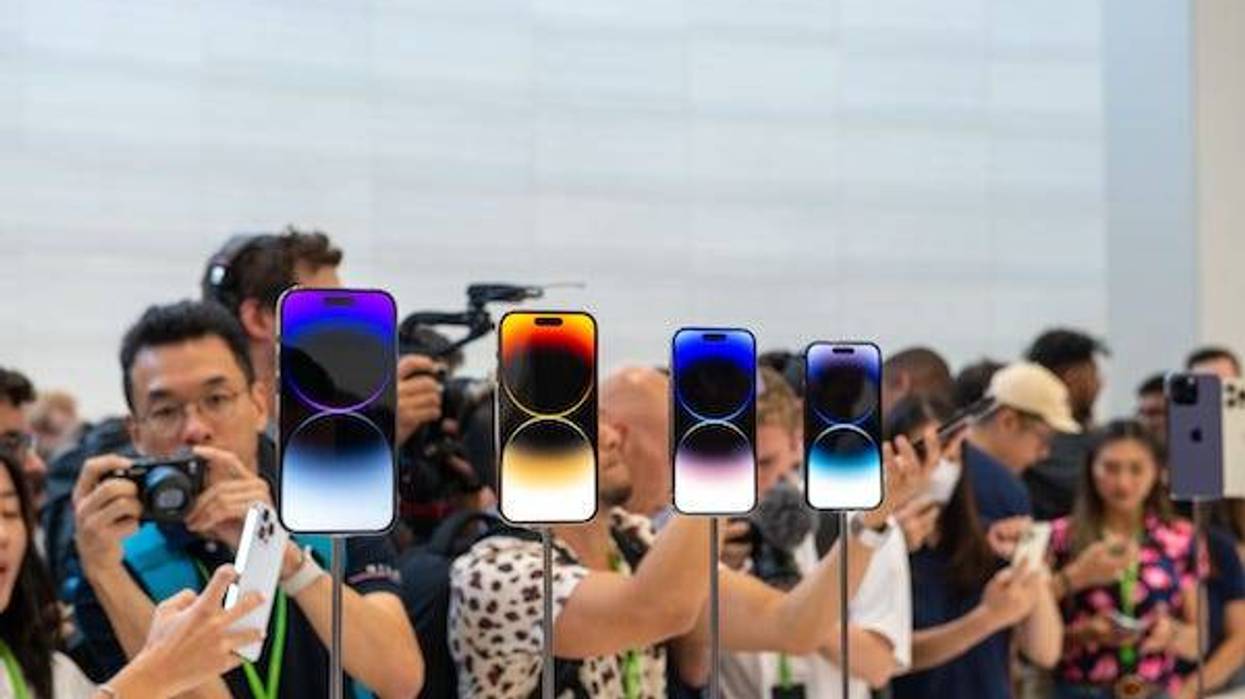 The new iPhone 14 Pro is seen on the grounds of the company's headquarters