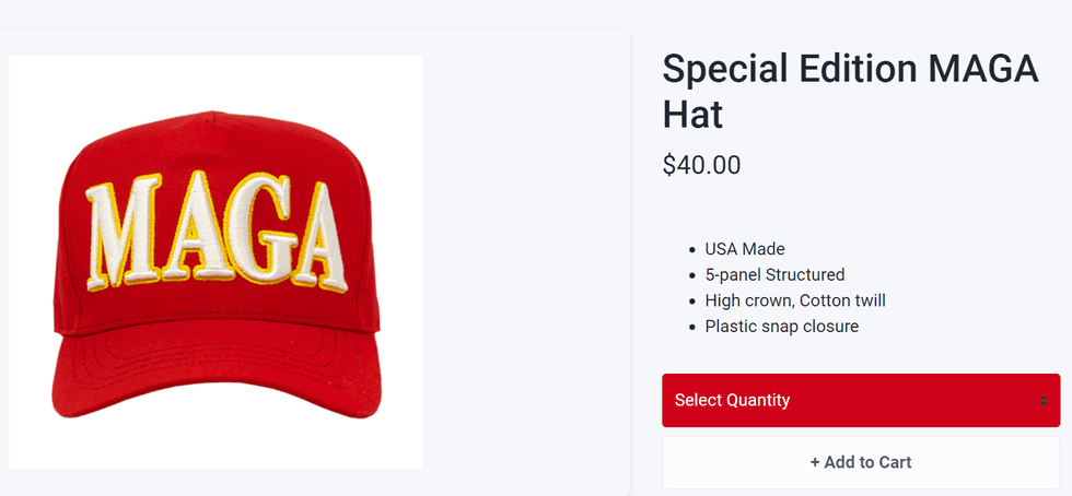 The new MAGA cap is sold via DonaldJTrump.com.