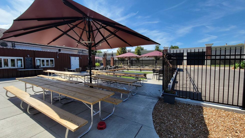 The new patio has German-made, high-tech umbrellas for multiple seasons