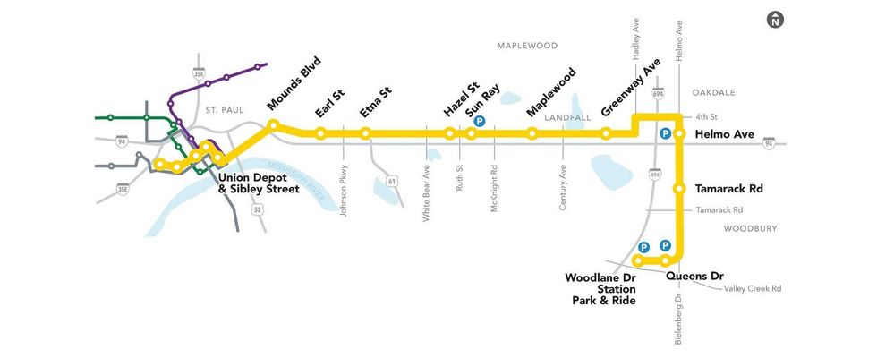 The new rapid transit Gold Line which begins service Saturday between Woodbury and Downtown St. Paul.