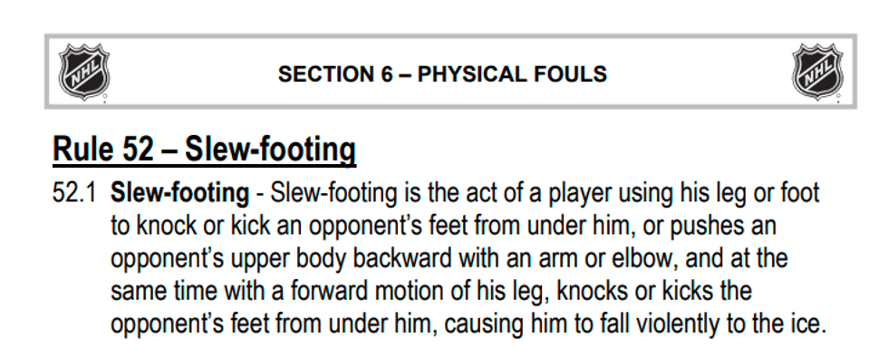 The NHL rulebook