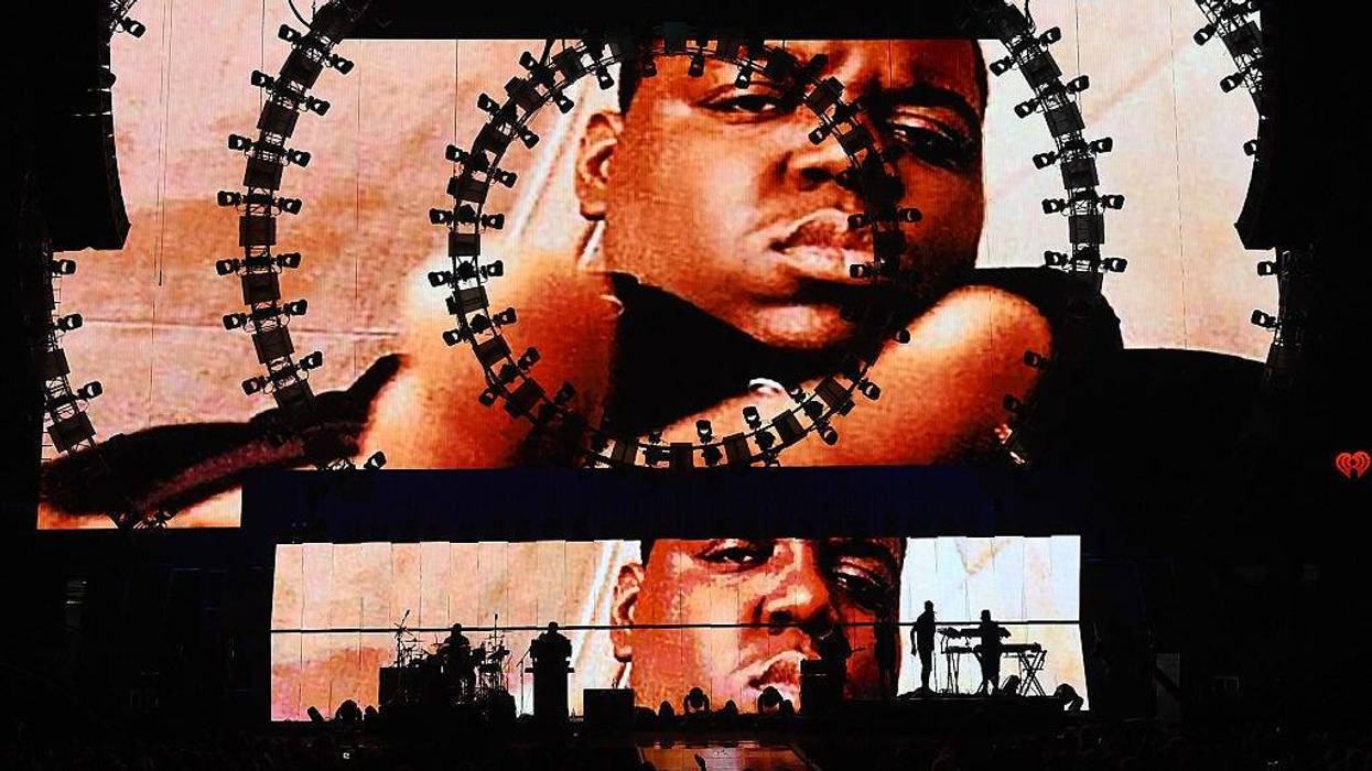 The Notorious B.I.G. are shown during a performance