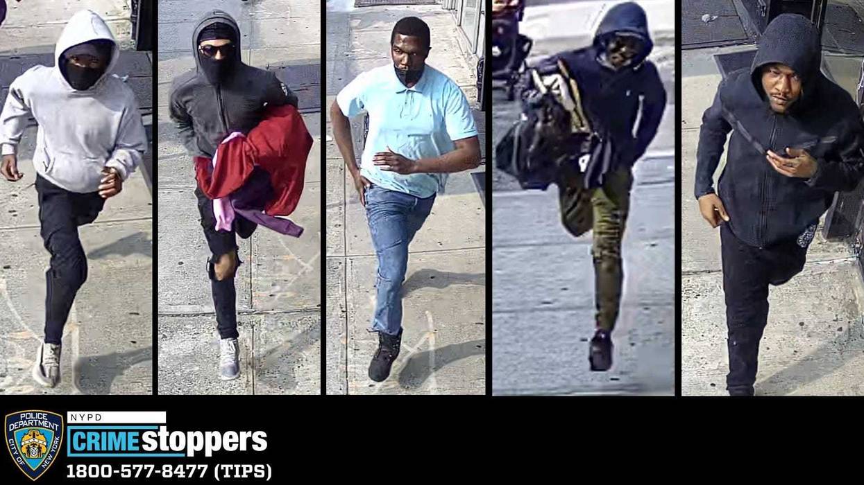 The NYPD is searching for five suspects in Wednesday's robbery on the Bowery. A sixth teen was arrested at the scene, police said