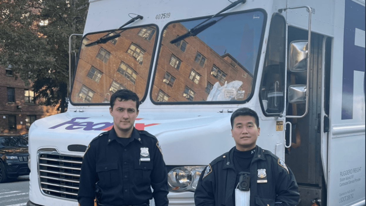 The NYPD officers who apprehended a 60-year-old man who stole a FedEx Truck in Manhattan Monday morning, according to police.