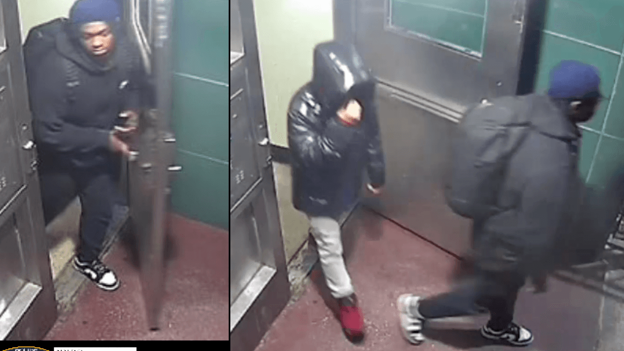 The NYPD released images Tuesday of two of the three suspects sought in the Feb. 3 robbery in Olinville