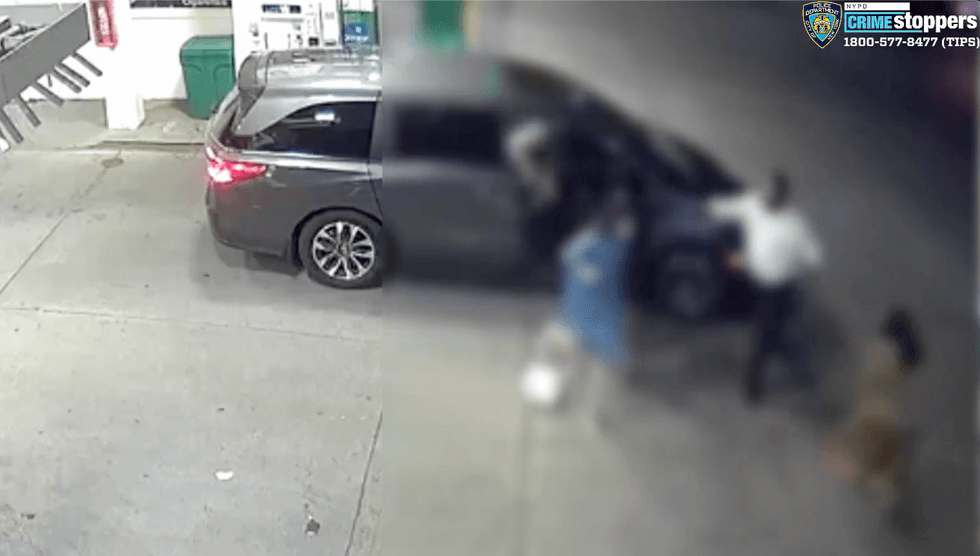 The NYPD released video Tuesday showing a man hopping in a minivan in Bensonhurst as passengers flee for safety