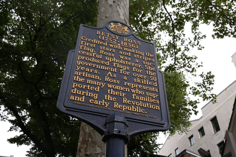 The official historical marker honoring Betsy Ross.