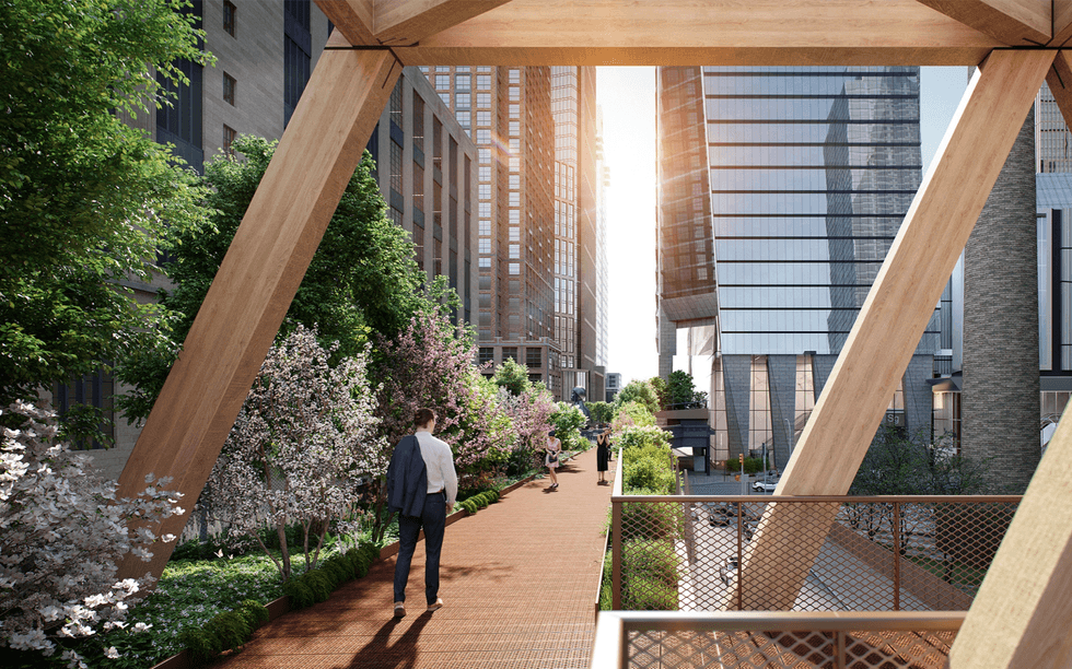 The official renderings for the "L"-shaped expansion of the High Line that will connect Manhattan