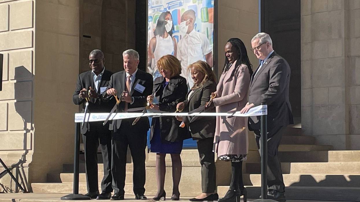 The official ribbon-cutting of CHOP's new Center for Advanced Behavioral Healthcare, including hospital President and CEO Madeline Bell, Dr. Ala Stanford and Mayor Jim Kenney.