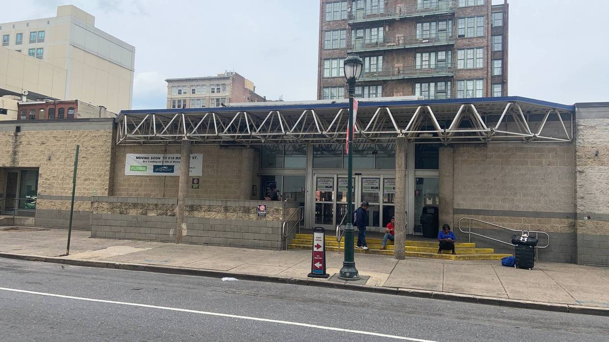 The old Greyhound bus terminal at 10th and Filbert streets, pictured on June 26, 2023.