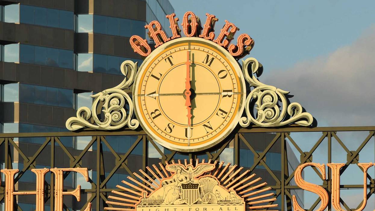 The Orioles Clock above the scoreboard