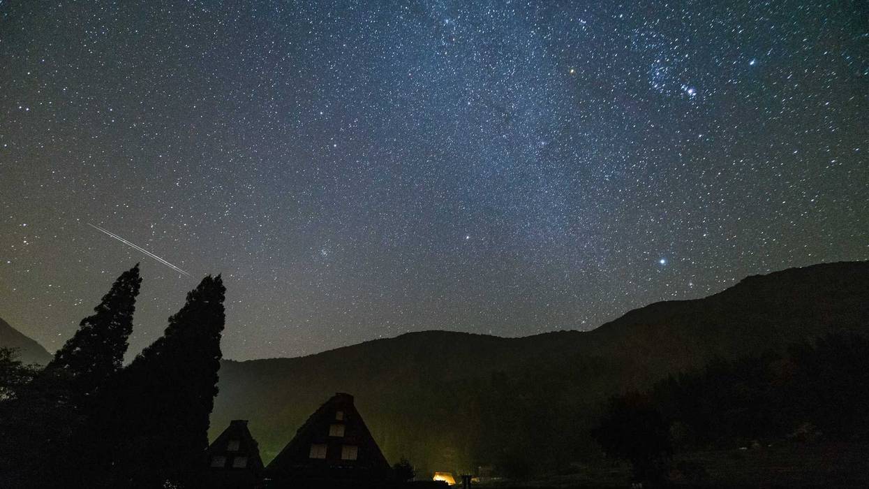 The Orionid meteor shower in the sky.