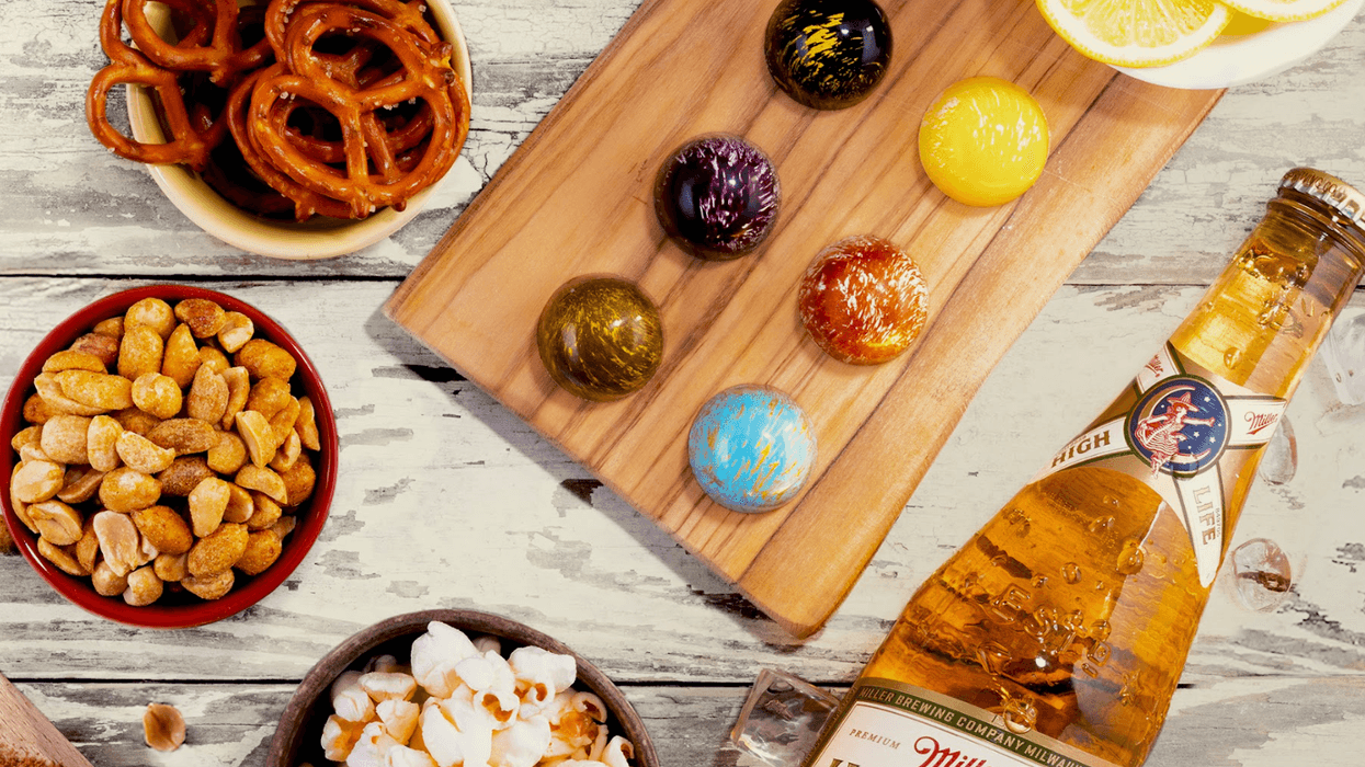 The pack of six gourmet chocolates is flavored with Miller beer and incorporates flavors of favorite bar food.