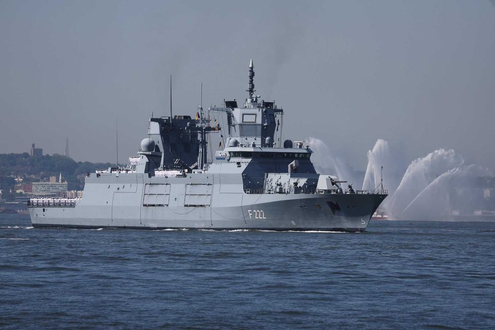 The Parade of Ships arrives into New York Harbor during the start of the 36th annual Fleet Week on May 22, 2024 in New York City.