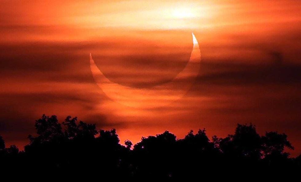 The partial solar eclipse over Putnam County on Thursday morning
