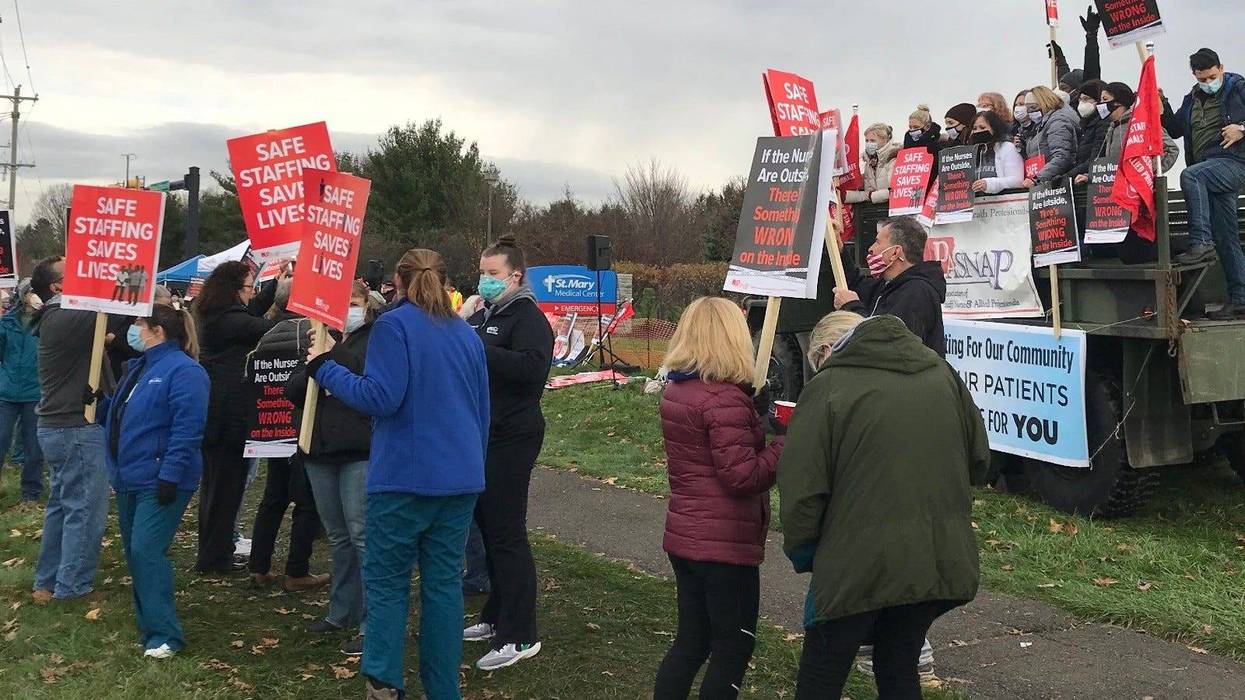 The Pennsylvania Association of Staff Nurses and Allied Professionals on strike at St. Mary Medical Center in Langhorne, Bucks County.