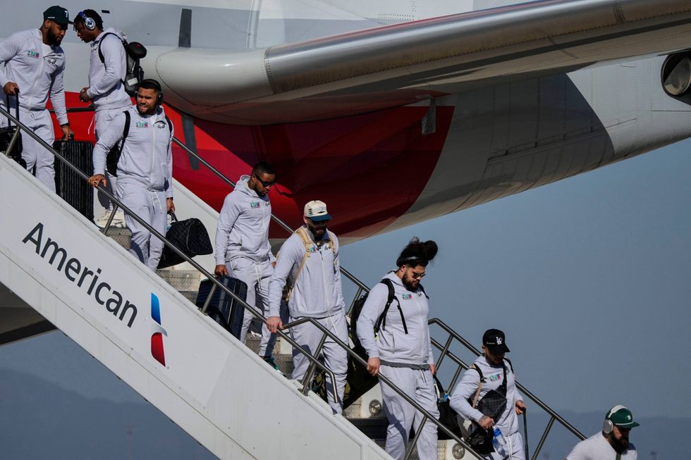 The Philadelphia Eagles arrive ahead of Super Bowl 57 NFL football game, Sunday, Feb. 5, 2023, in Phoenix.