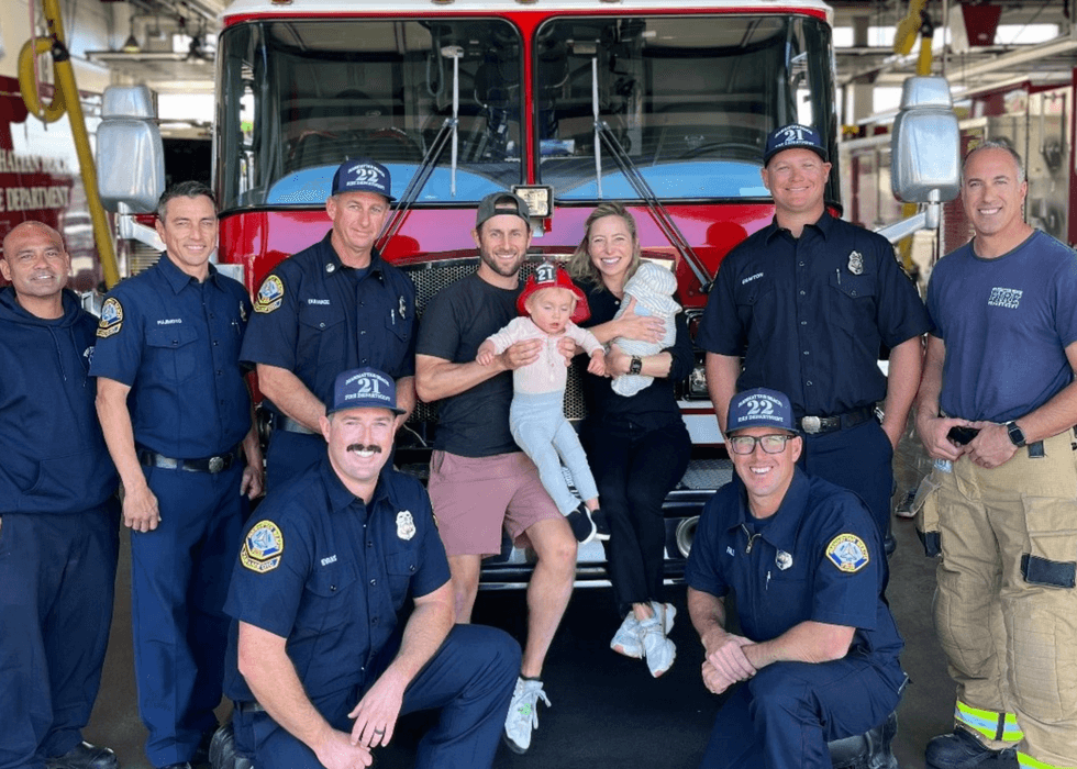 The Phillips family and Manhattan Beach Fire Department