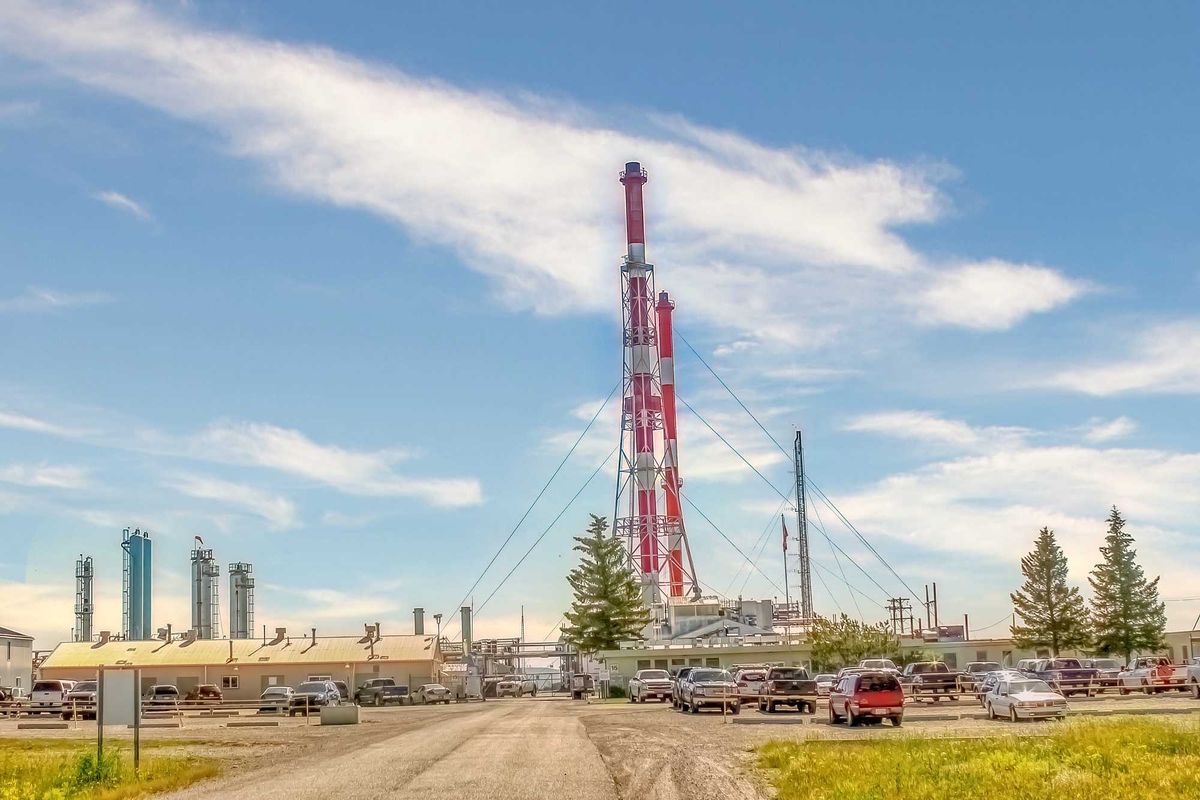 The Plant Towers, leading to the Direct Energy Wildcat gas plant in Cochrane, Alberta, Canada.
