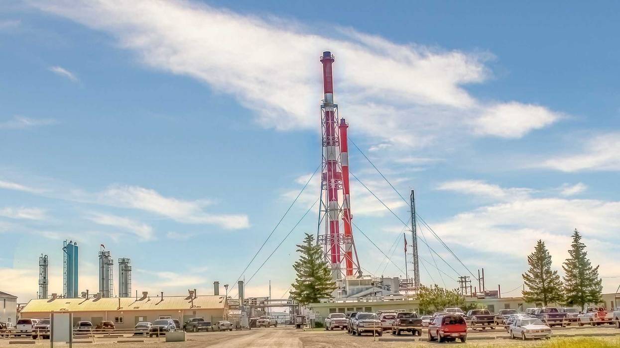 The Plant Towers, leading to the Direct Energy Wildcat gas plant in Cochrane, Alberta, Canada.
