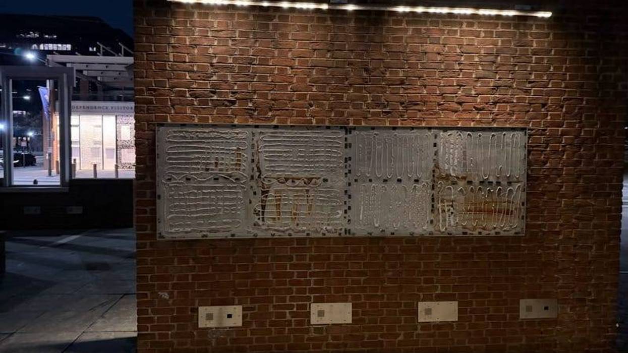 The President's House in Old City, stripped of the informational panels telling the stories of enslaved people owned by George Washington.