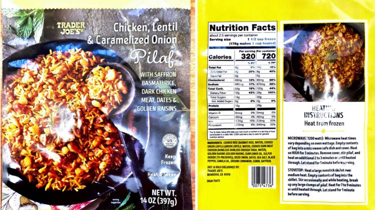 The product—Trader Joe’s Chicken, Lentil, & Caramelized Onion Pilaf—was produced on various dates from Nov. 1, 2023, through Jan. 19, 2024