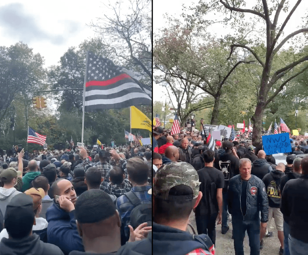 The protest outside Gracie Mansion on Thursday