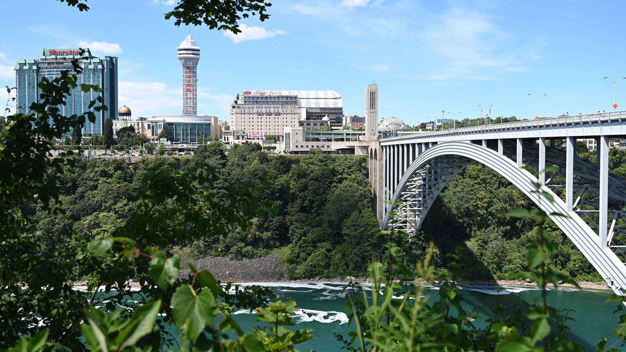 The Rainbow Bridge crosses from the United States into Canada on August 13, 2022 at Niagara Falls, New York. The FBI said it is investigating a vehicle explosion that took place on the bridge Wednesday.