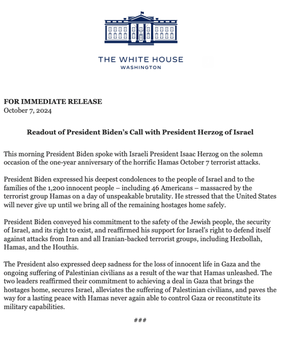The readout of Biden