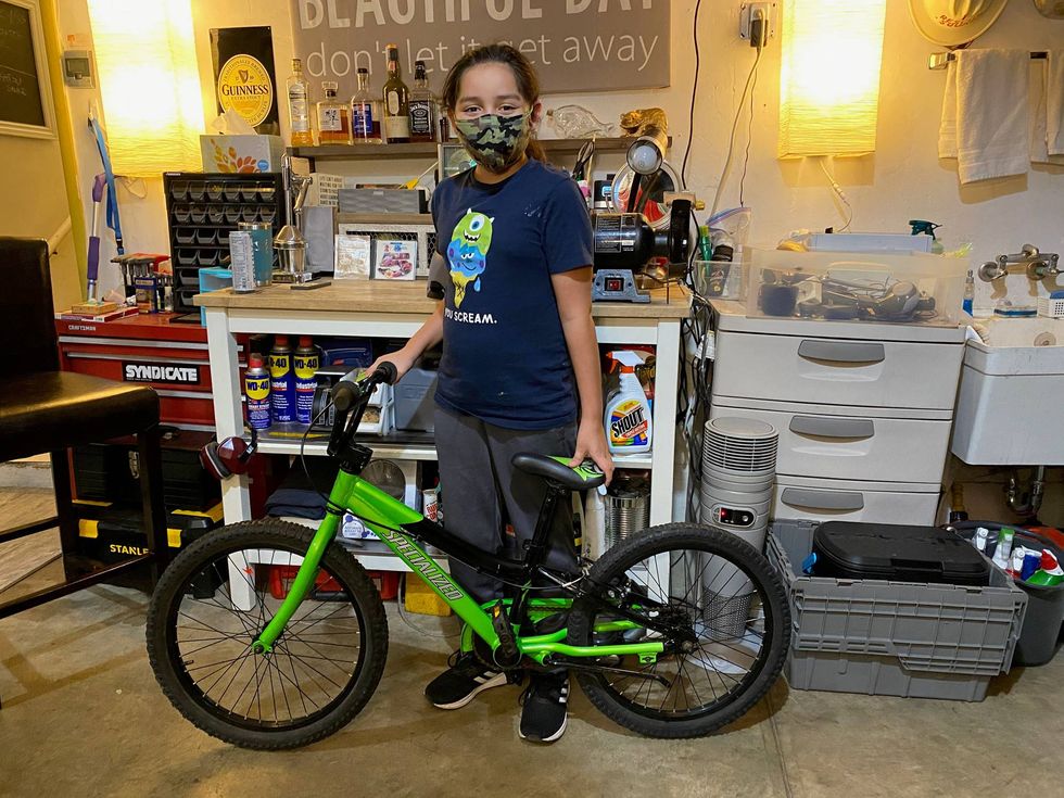 The recipient of an (almost) new bicycle from Kerby