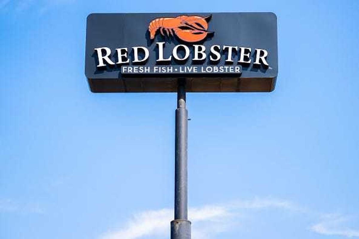 The Red Lobster logo is displayed near a Red Lobster restaurant on May 20, 2024 in Austin, Texas.