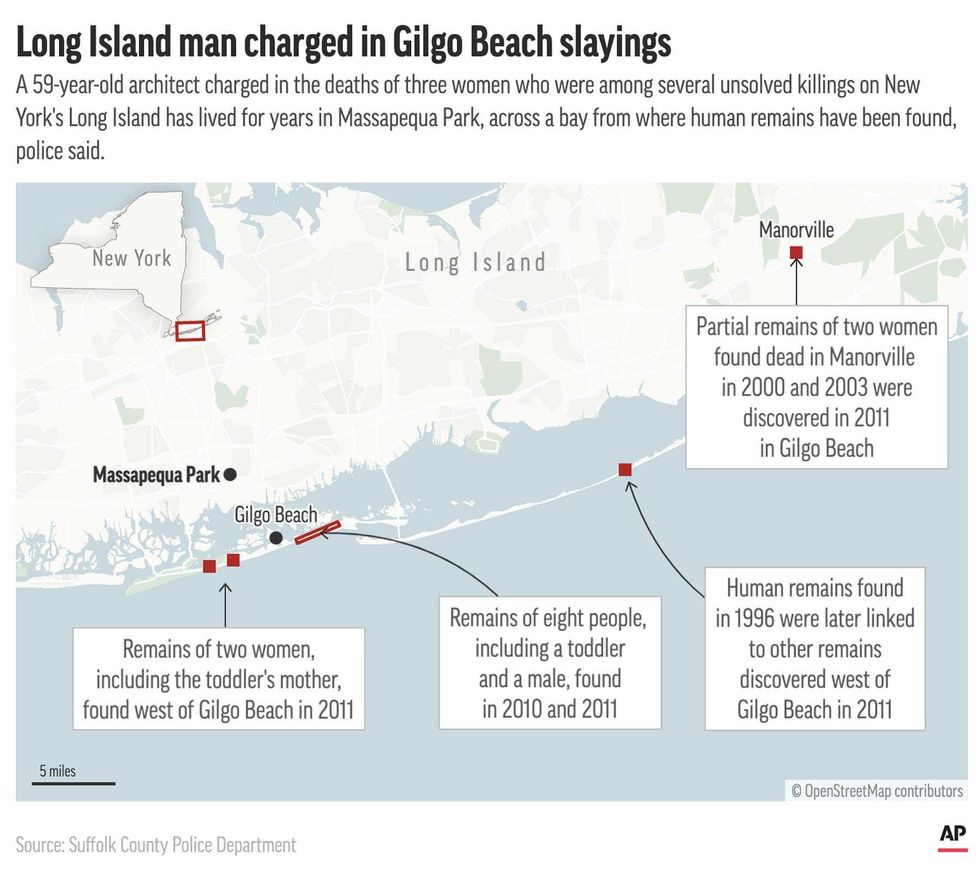 The remains of 10 people were found in 2010 and 2011 near Gilgo Beach