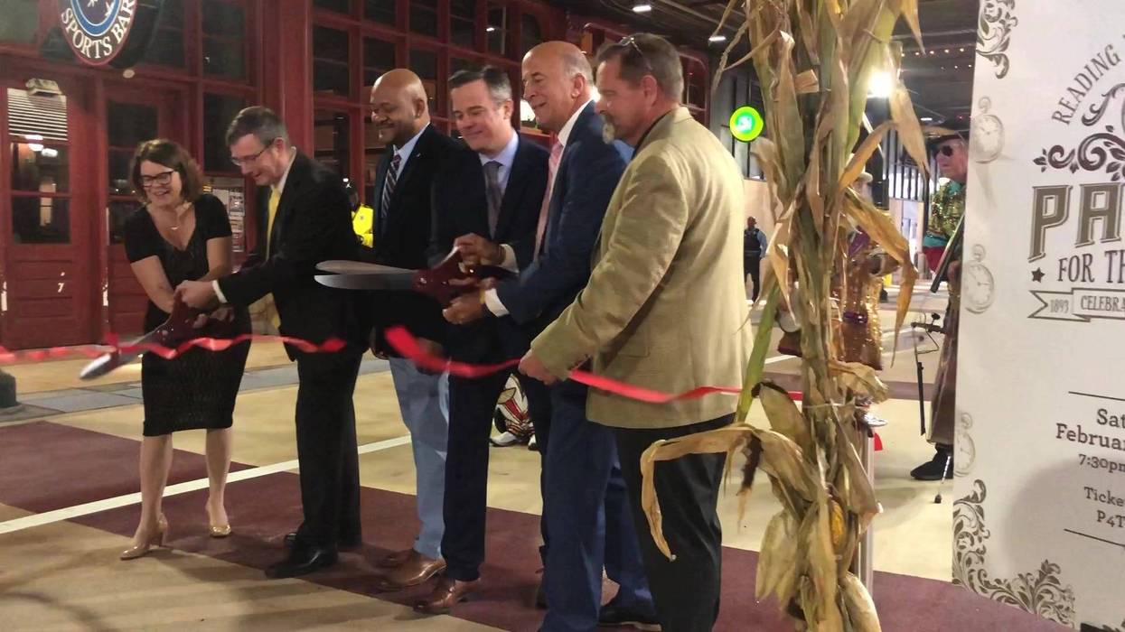 The ribbon cutting ceremony for the Filbert Street Transformation Project outside Reading Terminal Market in Center City.