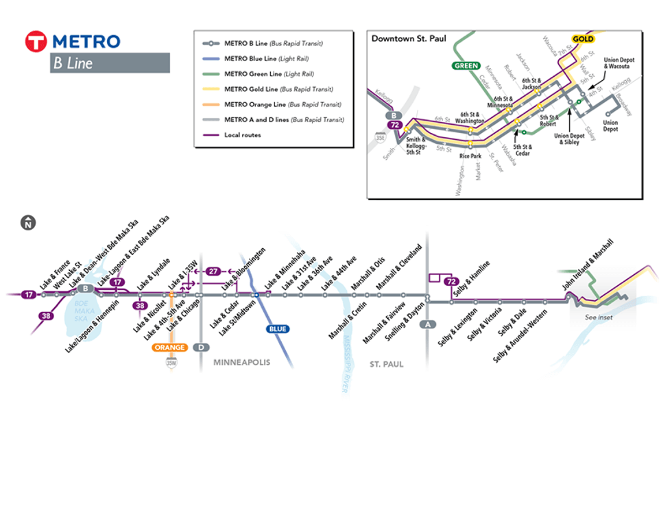 The route map for Metro Transit